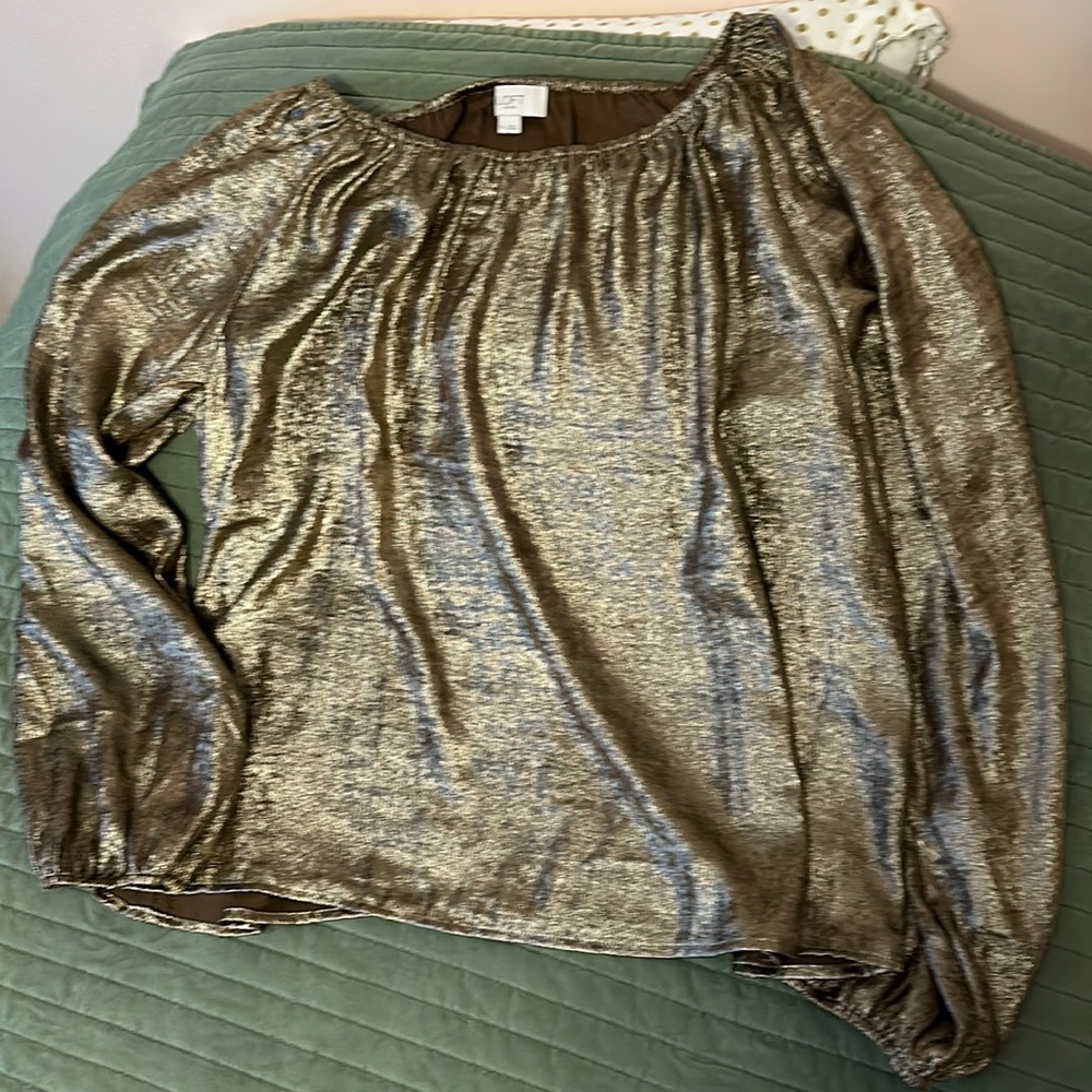 Metallic Gold Women's Top - Ann Taylor Loft